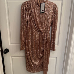 Women's Elena Wang Champagne Sequin Dress Size S